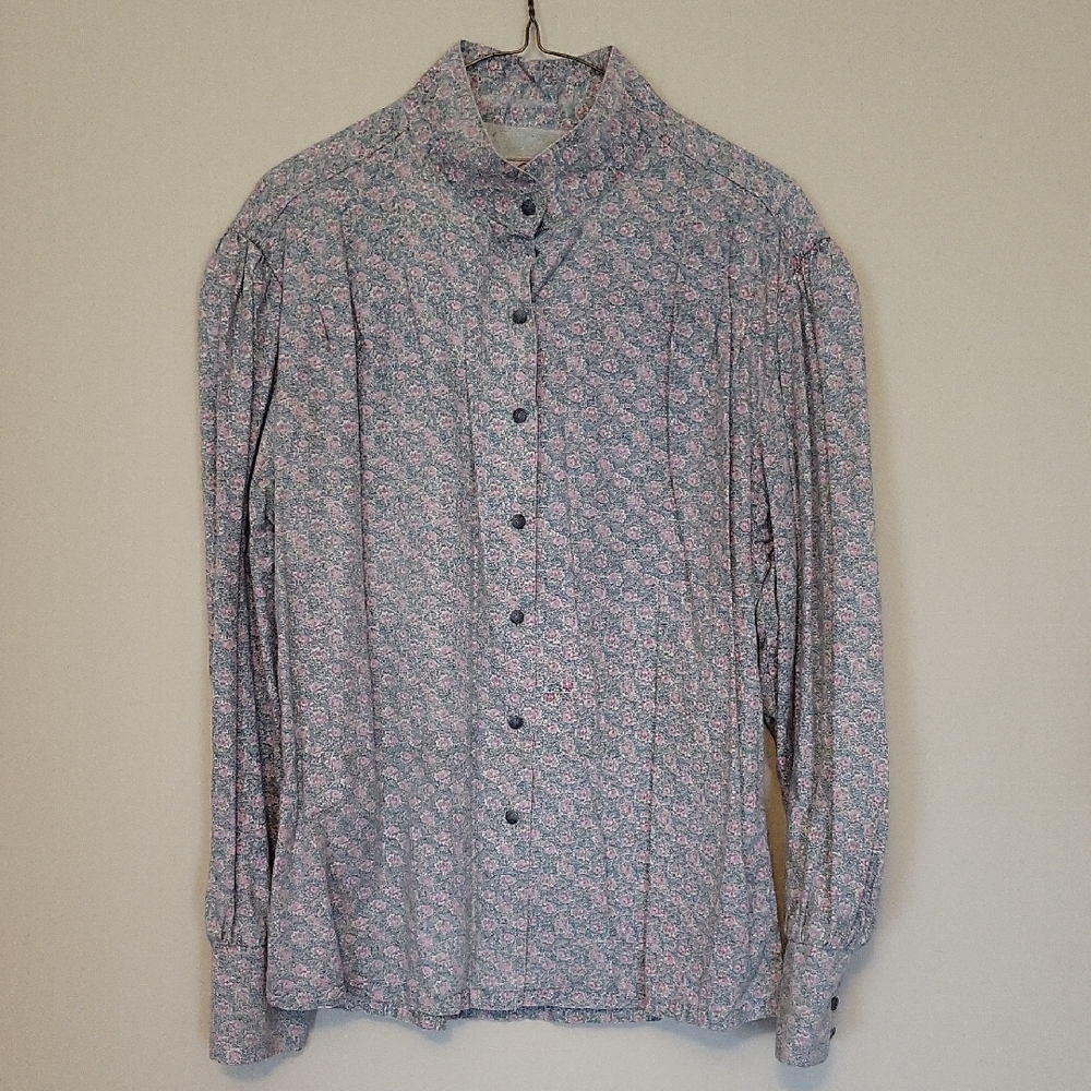 Scully Vintage Blue and Pink Floral Shirt